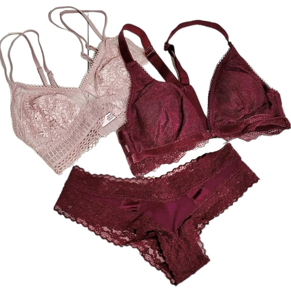 Victorias Secret Like New Lot of Three, Two Bralettes and One Pair of Panties XS